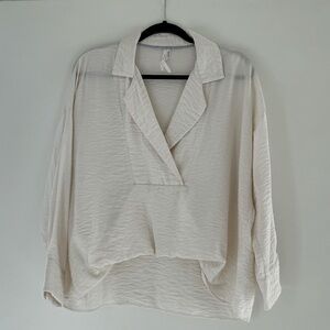 ANTHROPOLOGIE The Dylon Long-Sleeve Wide-Placket Top - White (S)